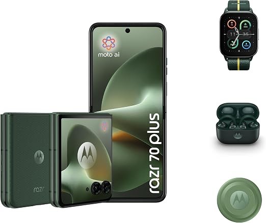 Motorola razr 70 Plus (Flip-Phone, 6.90"/4.0" FHD+, 50MP Camera, 12/512GB, 4500mAh, Android 16) Pantone Mountain View