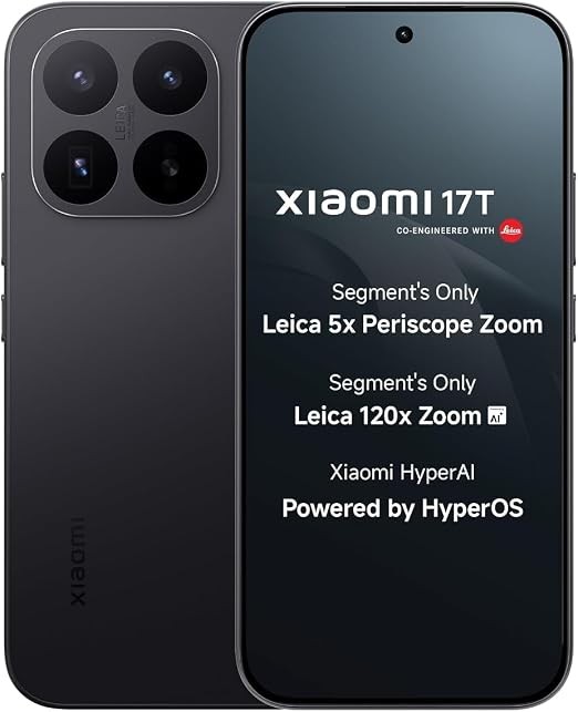 Xiaomi 17T 5G Smartphone (12GB RAM, 512GB Storage), Leica Camera, 6500mAh Battery, 6.59" 120Hz AMOLED Display, 67W HyperCharge, Black, Portable Photo Printer with Pro Pack – UAE
